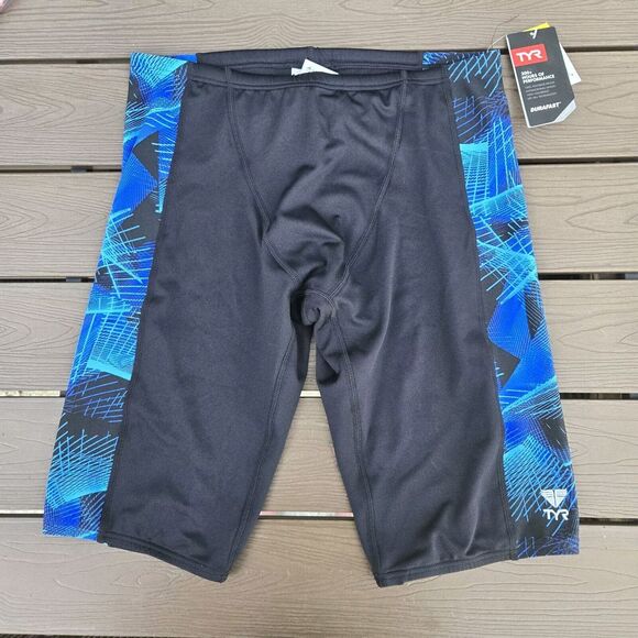 TYR Durafast Elite Swimsuit Axis Hero Men’s Jammer Black/blue Sz 32 NEW - Picture 1 of 3